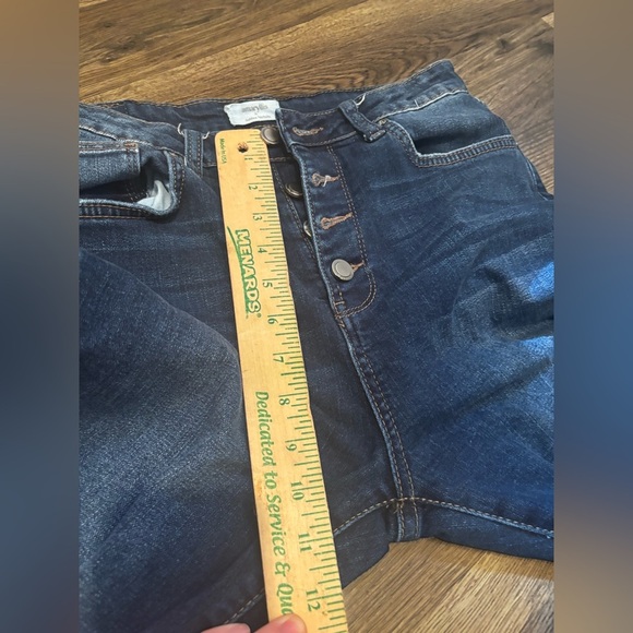 Amaryllis High Rise Dark Blue Jeans button fly distressed basic neutral denim - Picture 6 of 12